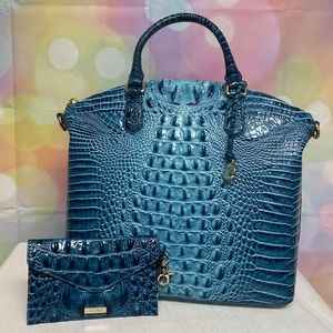 Brahmin Brand New Bottle Blue Dux with matching envelope  wallet.